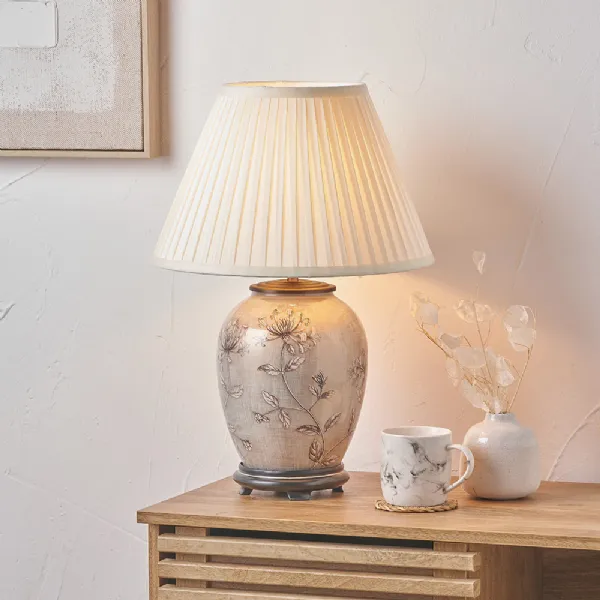 Champagne Shade Glass Table Lamp Handcraft Detailing