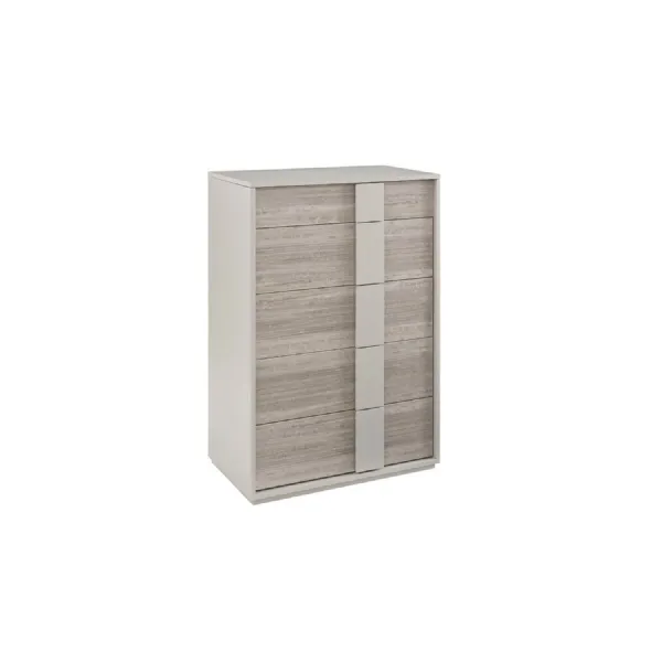 Grey Gloss Finish Wooden 4 Drawer Tall Chest Open Top