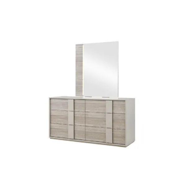 Grey Gloss Finish Wooden 6 Drawer Dressing Chest