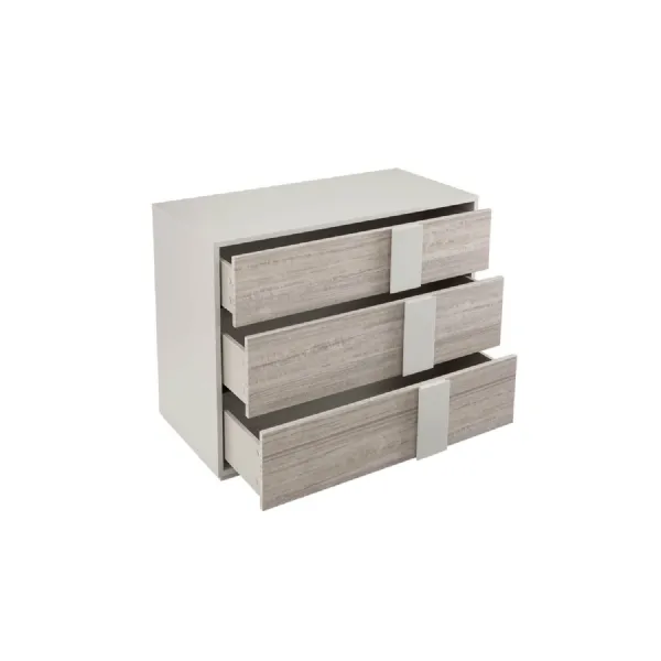 Grey Gloss Finish Wooden Chest of 3 Drawers
