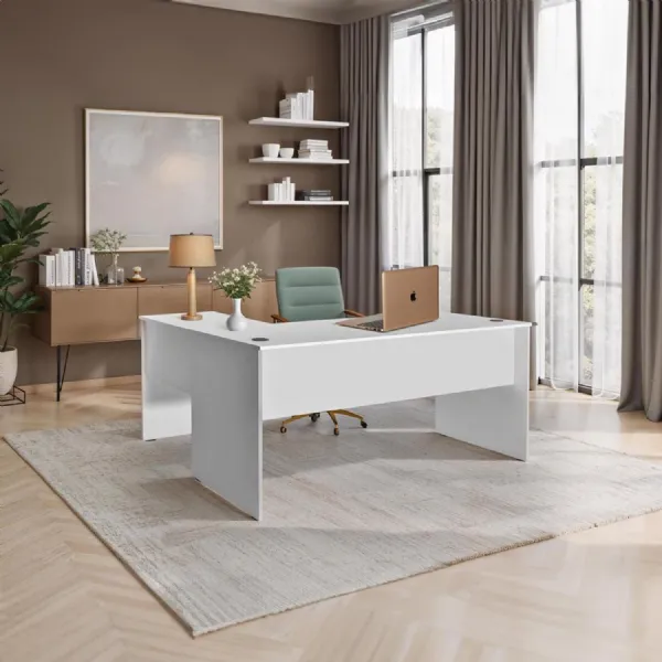 Adore Rio Matt White Corner Desk Large Reversible Office Desk