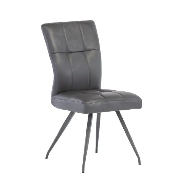 Grey Leather Effect Front and Fabric Back Dining Chair