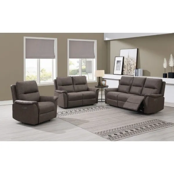 Brown Leather Effect Fabric Manual Recliner Armchair