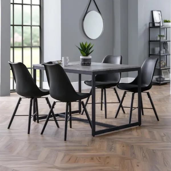 Set Of 2 Kari Dining Chairs Black Seat And Black Legs