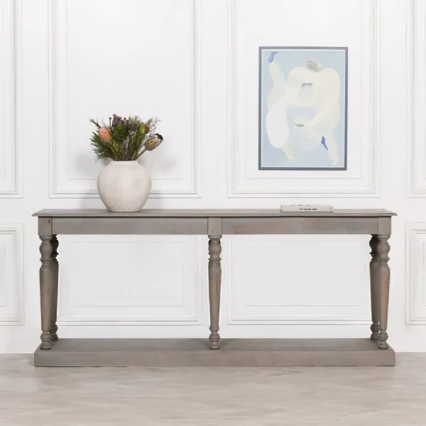 Rustic Wooden Column Leg Console