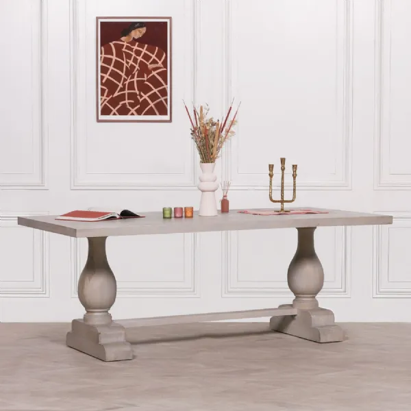 Blanche Wood Rustic Washed Rectangular Dining Table 210cm