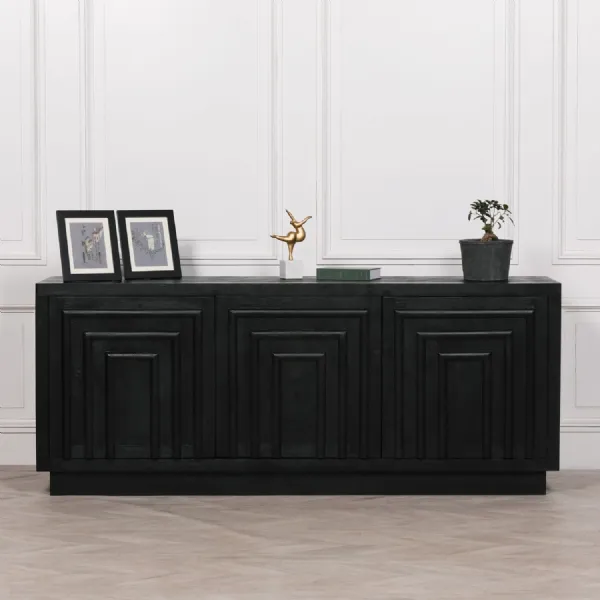 Black Wooden Large Sideboard Cabinet with 3 Doors