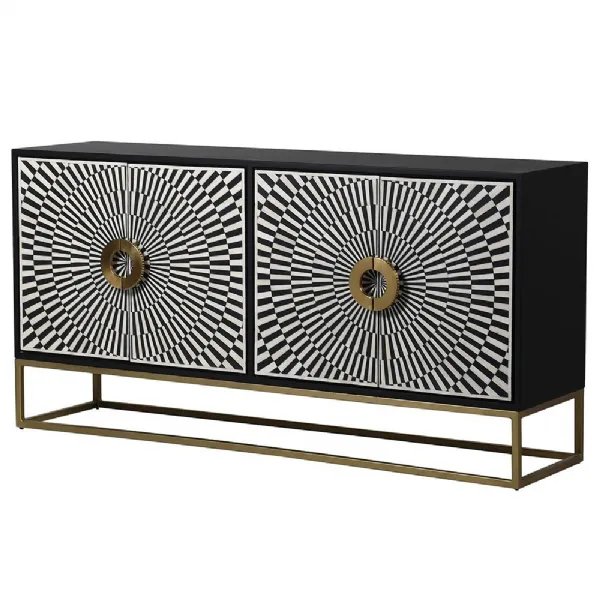 Black Bone Sunray Credenza Sideboard