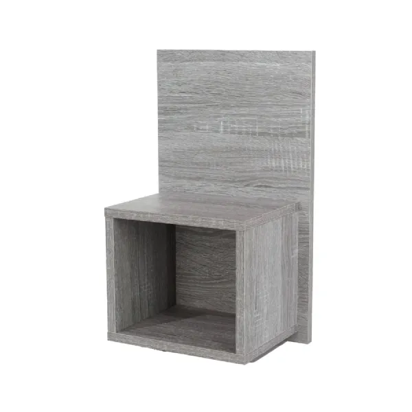 Grey Oak Effect Wall Mounted Open Bedside Table Cube Storage