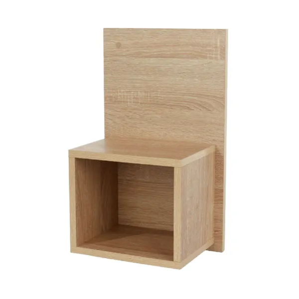 Oak Effect Wall Mounted Open Bedside Table Cube Storage