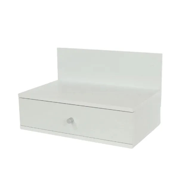 White Wood 1 Drawer Wall Hanging Bedside Cabinet