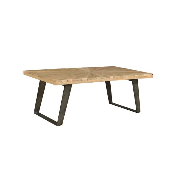 Industrial Light Mango Wood Sunburst Coffee Table