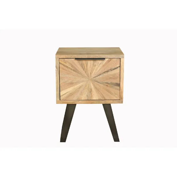 Modern Mango Wood Sunburst Side Lamp Table