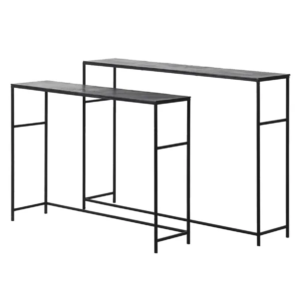 Set of 2 Black Graphite Console Tables