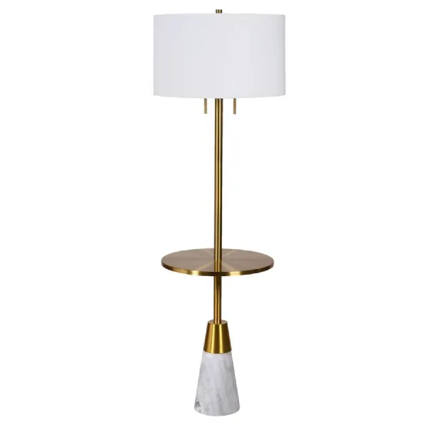 Isla Marble Base Floor Lamp with Table and Shade