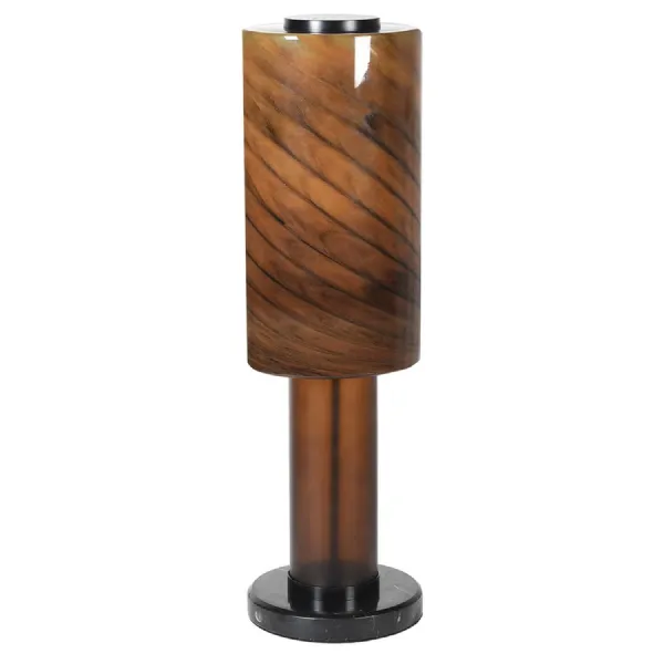 Brown Marble Effect Glass Table Lamp