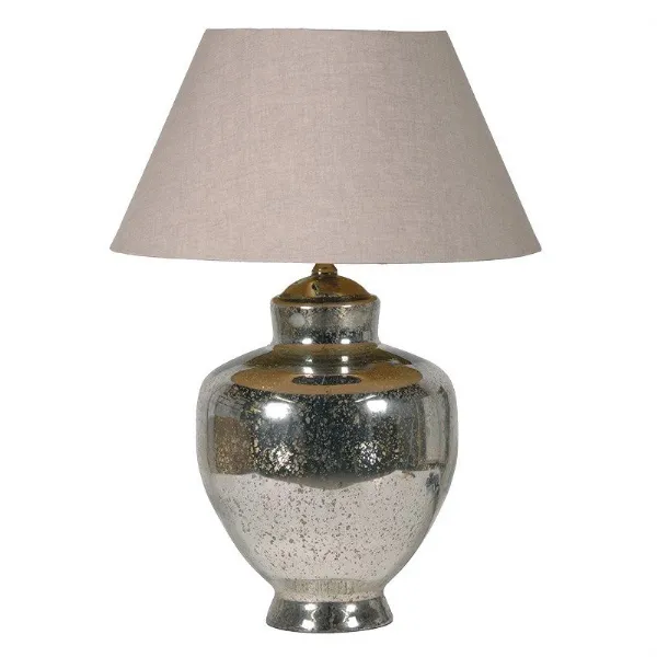 Silver Lamp With Beige Shade