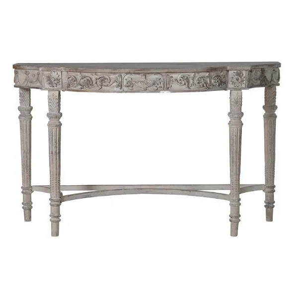 Distressed Painted Carved Console Table