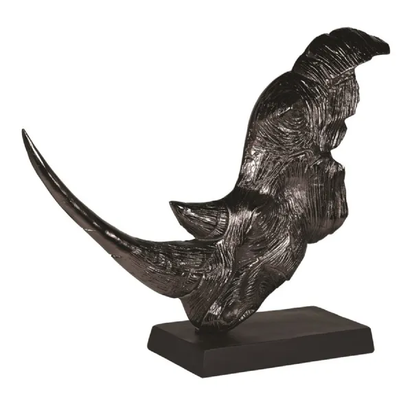 Rhino Head Sculpture On Stand Ornament