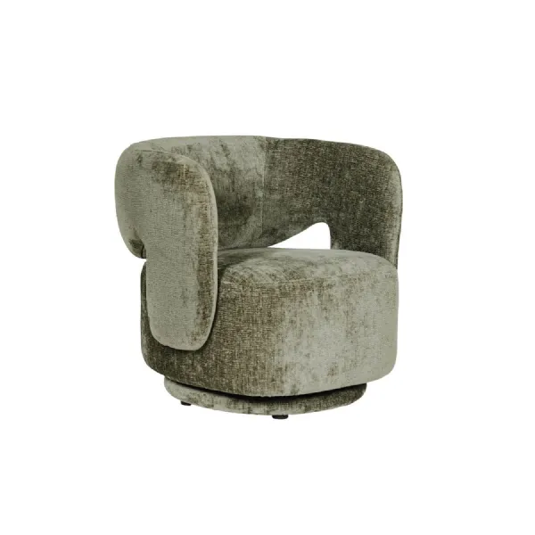 Olive Green Chenille Fabric Swivel Accent Chair