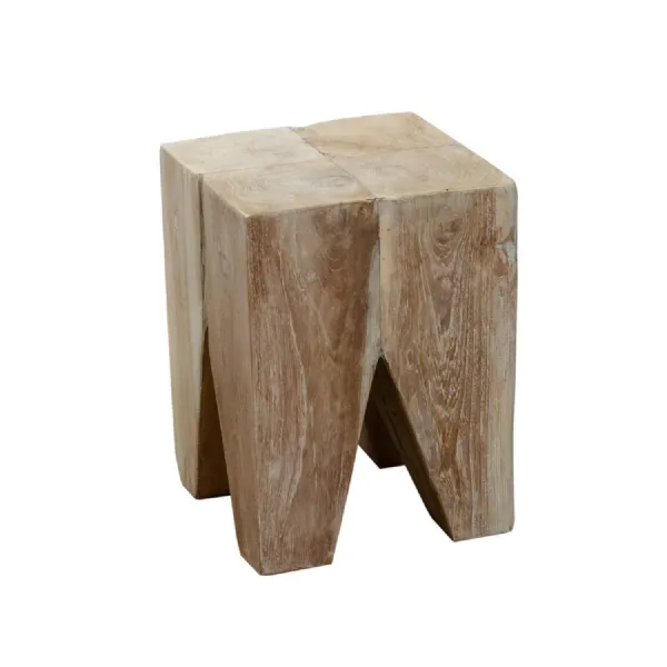 Square Stool Side Table Natural Grey