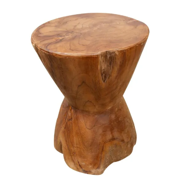 Round Bobbin Stool Side Table Natural wax