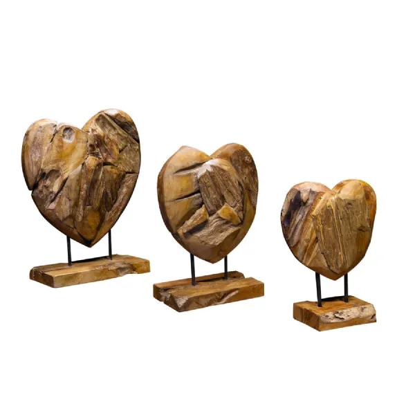 Sienna Teak Heart on Stand Set of 3