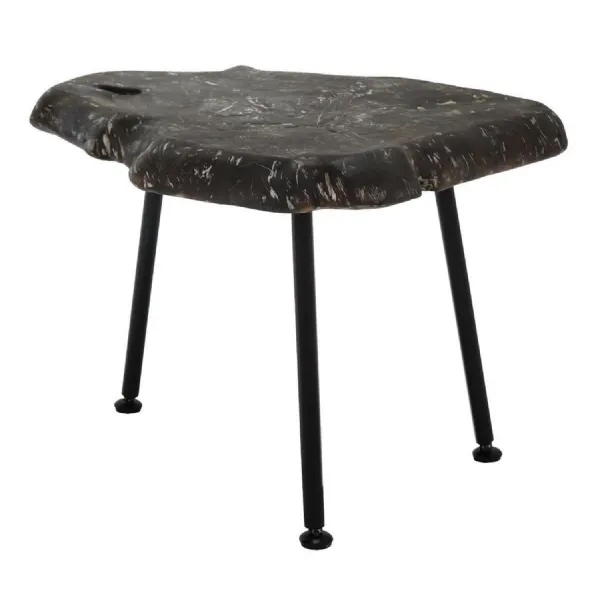 Charcoal Teak Slice Side Table