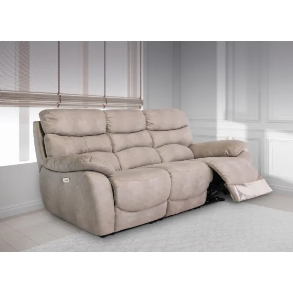 Natural Fabric Electric Power Recliner 3 Seater Sofa