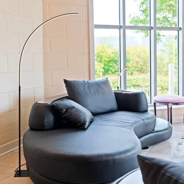 Black Satin Steel Based LED Curved Floor Lamp