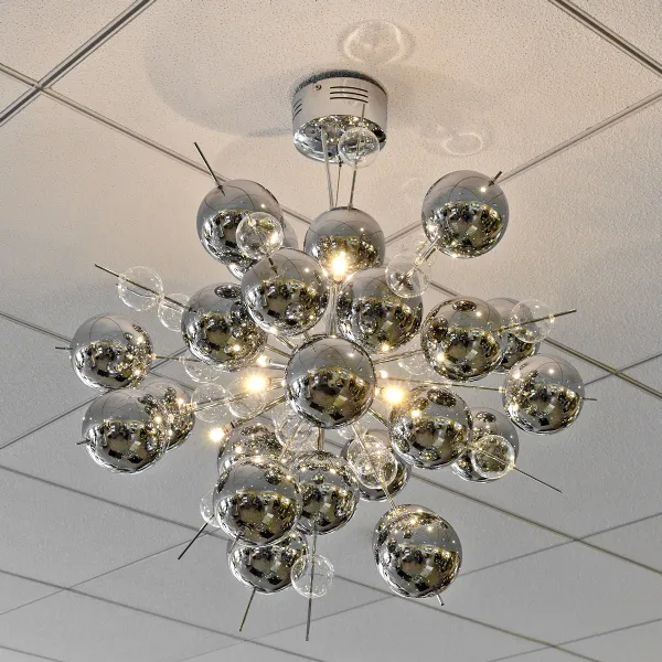 Chrome Glass Bauble Design 10 Light Chandelier