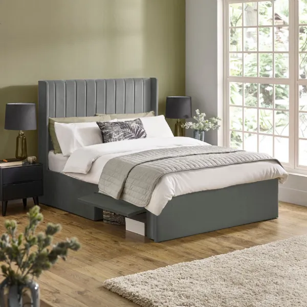 Leila Steel Grey Dual Storage Door 135cm Double Bed