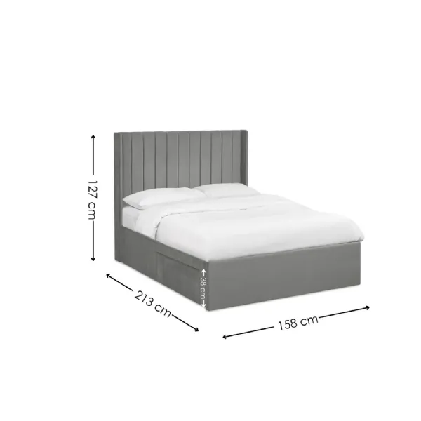 Leila Steel Grey Dual Storage Door 150cm Kingsize Bed