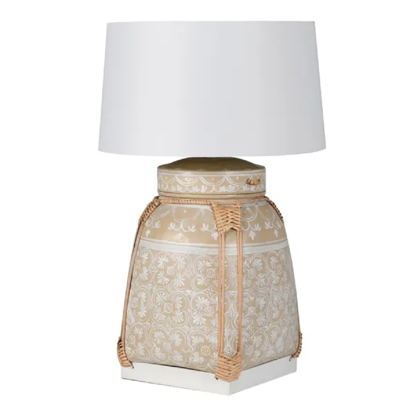 Sand Bamboo Hand Painted Table Lamp with Shade
