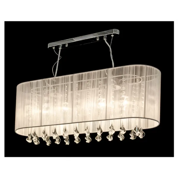 Clear Glass Crystal Droplets 4 Lamp Chandelier