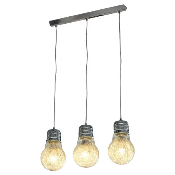 Three Bulb Chrome Ceiling Light Metal Wire Design