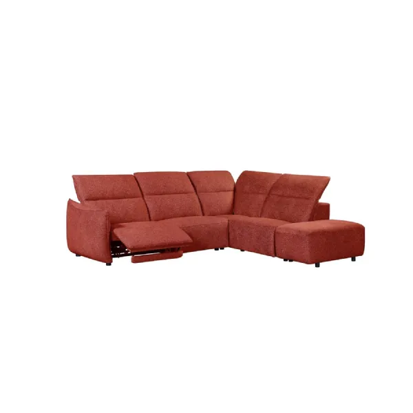 Ruby Red Fabric Power Recliner Corner Sofa Right Hand Facing