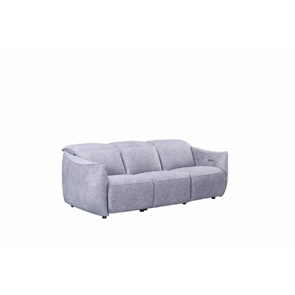 Grey Fabric 3 Seater Power Recliner Sofa