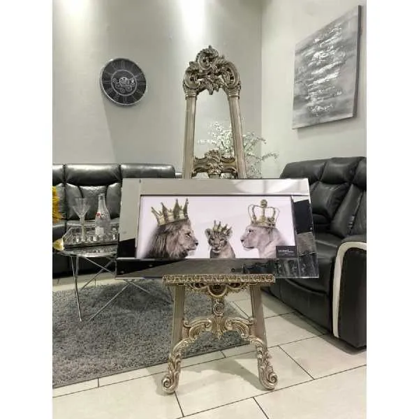 Lion King Family White 85Cm X 45Cm Wall Art Mirror Frame