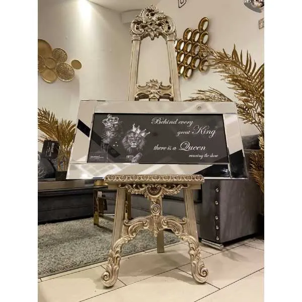 Lion Couple King And Queen Silver And Black Wall Art Mirror Frame