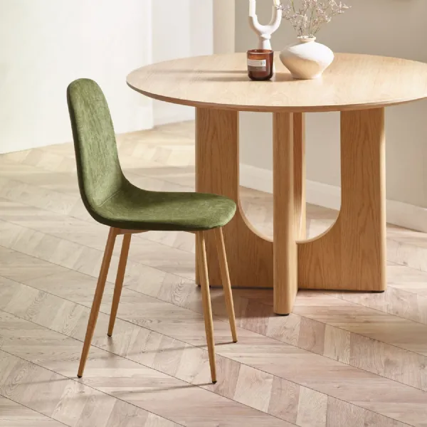 Set of 4 Lottie Olive Green Chenille Upholstered Dining Chairs