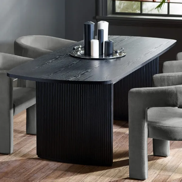 Louis Fluted Extending Dining Table Black