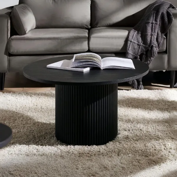 Louis Fluted Round Coffee Table Black