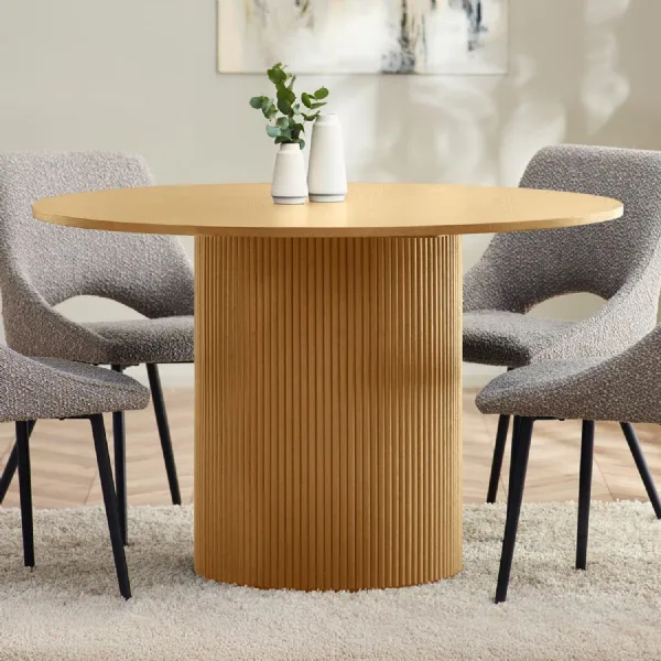 Louis Light Oak Fluted 120cm Round Dining Table