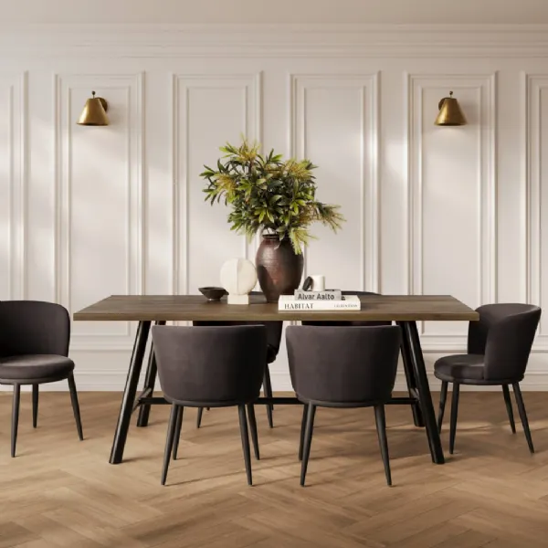 Coffee Textured Wood 200cm Large Rectangular Dining Table