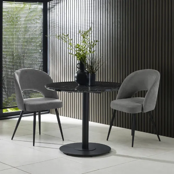 Luca 80cm Round Dining Table Black