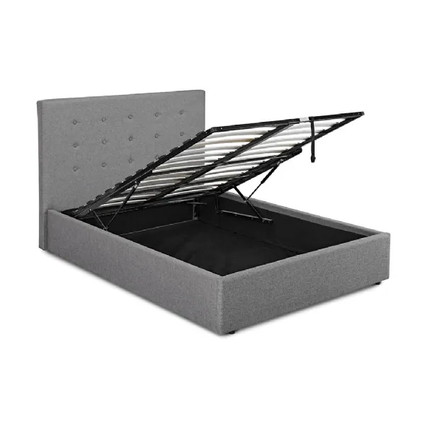 Grey Linen 4ft6 Double Ottoman Bed with Lift Up Storage