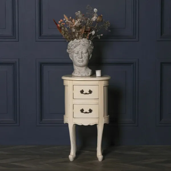 Aged Ivory Oval Bedside