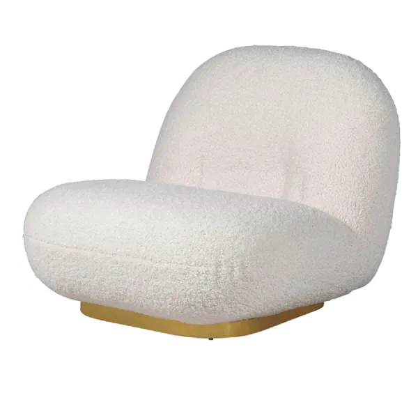 Milk White Boucle and Gold Base Accent Chair