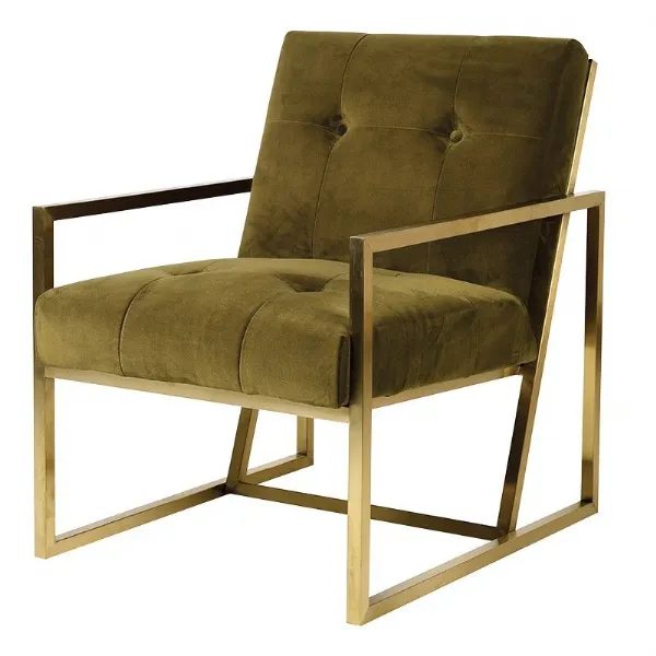 Green Metal Framed Chair With A Line Design